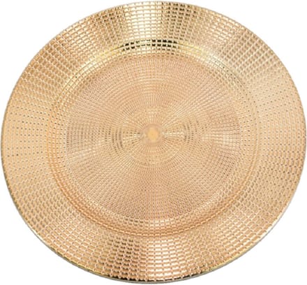 Gerimport kaarsenbord/onderbord - rond - goud - kunststof - D33 cm