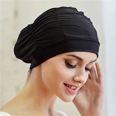 Stretch zwemmuts badmuts muts cap voor zwemmen vrouwen zwart met stretch