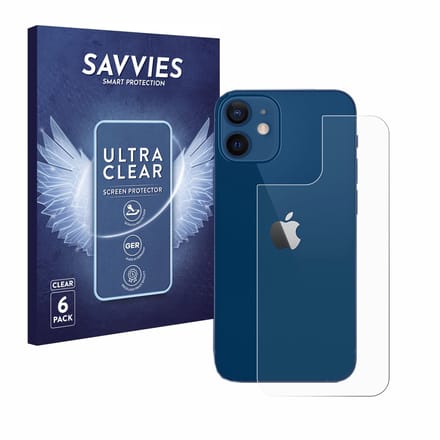 Savvies - Screenprotector voor Apple iPhone 12 / 12 Pro (Achterkant) - Folie Beschermfolie transparant 6 Stuks