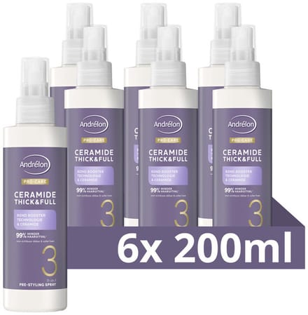 Andrélon - Pro-Care Haarspray Ceramide Thick & Full - 6 x 200 ml - Voordeelverpakking