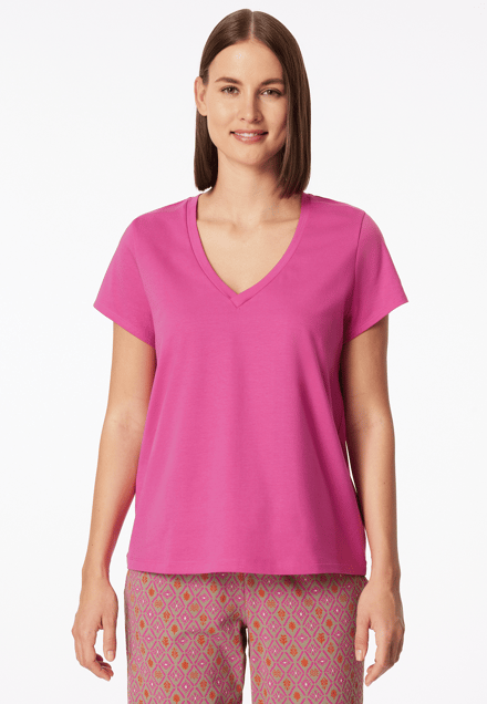 Shirt met korte mouwen en v-hals, fuchsia - Mix+ Relax 42
