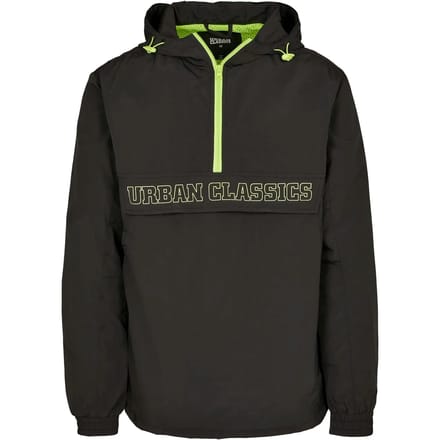 Urban Classics - Contrast Pullover Jas - M - Zwart - Regenjas - Waterafstotende dunne jas - Maat M