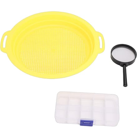Gouden Zeefpan Set Draagbare Kit met Vergrootglas Gereedschapskist Panning Lichtgewicht Gaaszeef Efficiënte Filtering voor Mijnbouw yellow