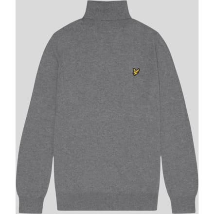Lyle & Scott Cotton merino turtleneck jumper - mid grey marl