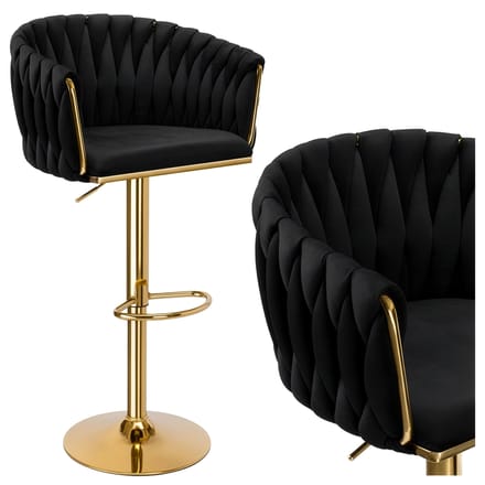 Cofton Gold zwarte fluwelen barkruk - Luxe en comfort
