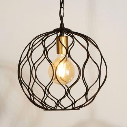 Searchlight Finesse hanglamp, zwart/goud, metaal, Ø31,5 cm, E27