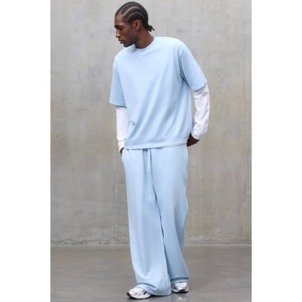 Zwaargewicht 480gsm Wijde Pijpen Joggingbroek | Light Blue | Size Medium