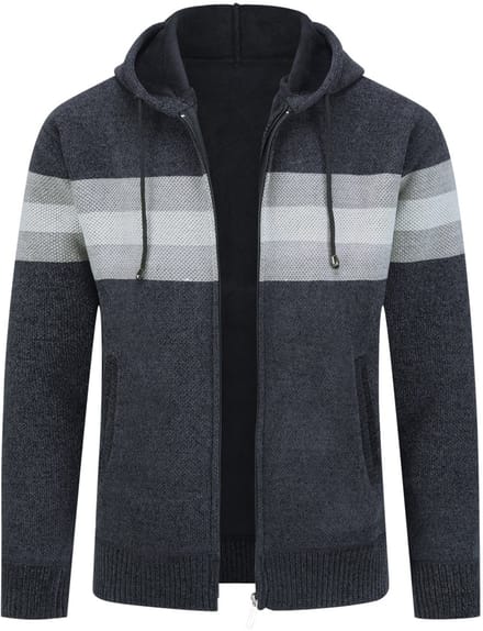 ALLTHEMEN Heren Capuchon Cardigan - Gestreepte Rits - 3XL