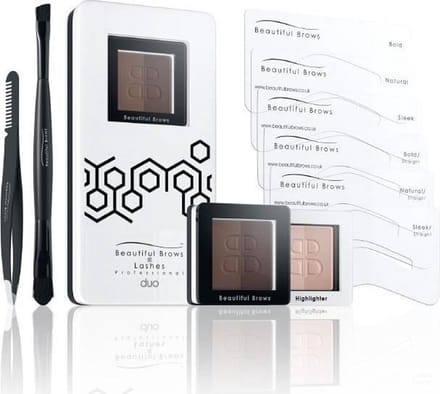 Fab Brows - Beautiful Brows Duo Brow Kit Light Brown-Medium Brown | complete wenkbrauwkit met twee kleuren wenkbrauwpoeder en high lighter