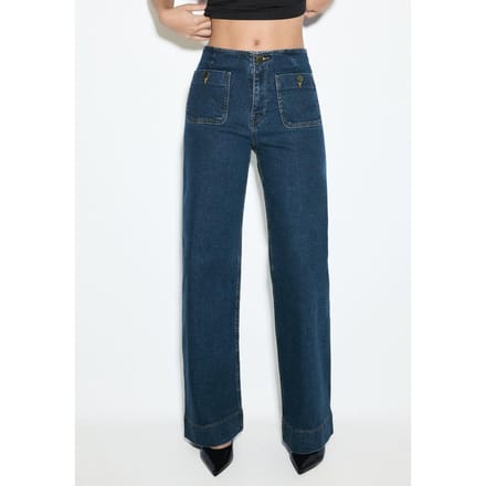 Stradivarius D77 minimalistische jeans met zakken  MIDDENBLAUWE DENIM WASSING 42