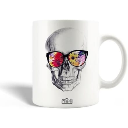 Mug en Céramique Tête de mort Serpent Lunettes de Fleur