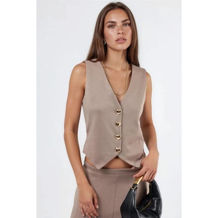 Effen V-hals Geknoopte Vest