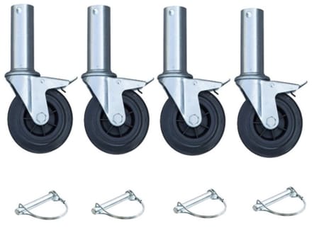 Set van 4 stuks rubberen steigerwielen - 100 mm - 75kg