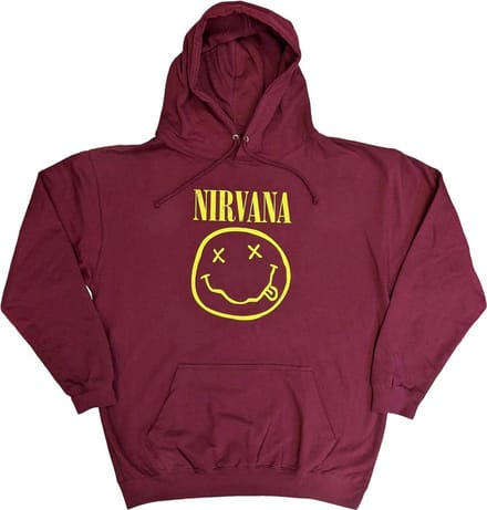 Nirvana - Yellow Happy Face Hoodie/trui - M - Rood