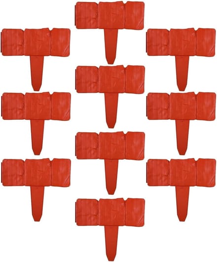 Kunststenen Borderrand - Tuinafscheiding Panelen - Landschap Vormgeven - Graafvrije Installatie - 10 Delige Set - Rood