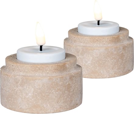 Artichok Joah Kaarsenhouder Set van 2 - Beige - Travertijn - Steen - Handgemaakt