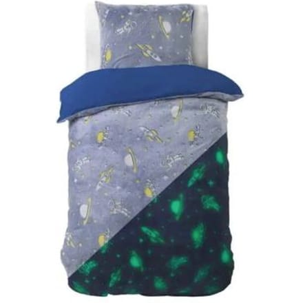 Sleeptime Glow in the dark Space Dekbedovertrek - 140X200/220 + 1 x kussensloop 60x70 - Blauw