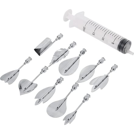 Ensemble d'outils de décoration de gâteau pudding 3D DIY 10 aiguilles 1 seringue outils à douille pour art de la gélatine E white