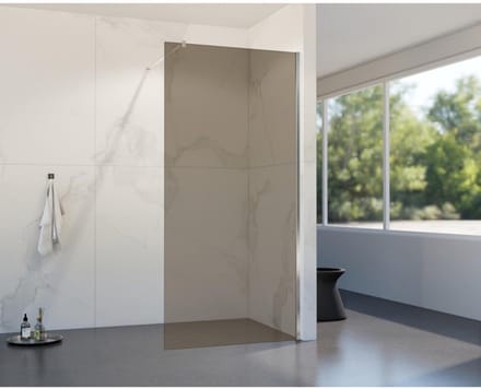 FugaFlow Eccelente Vetro inloopdouche badkamer - 100x200cm - rookglas - wandarm - chroom