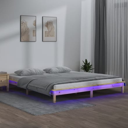 vidaXL - Bedframe - LED - massief - hout - 140x190 - cm