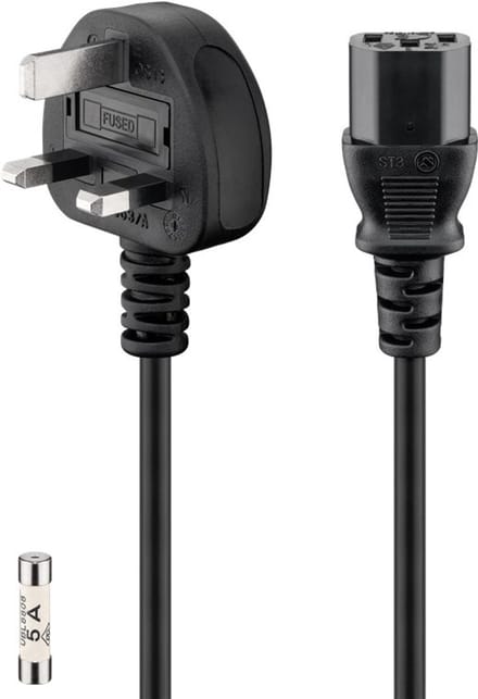 Goobay Apparatkabel UK/Verenigd Koninkrijk, 1,5 m, zwart, VK 3-pins stekker (type G