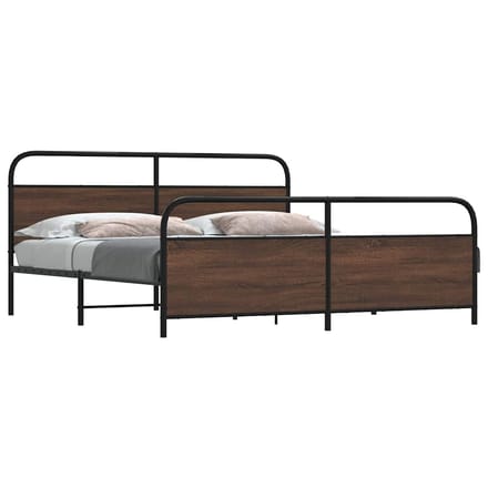 vidaXL - Bedframe - zonder - matras - metaal - bruin - eikenkleur - 183x213 - cm