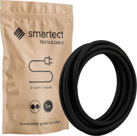 Textiel Koussnoer Zwart 2 Meter 2-aderig voor Lampen en DIY Projecten