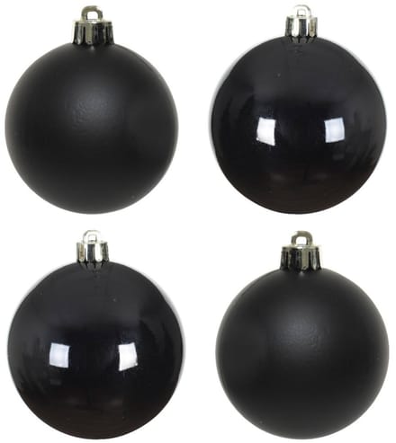 Decoris Kerstballen - 4x st - zwart - 10 cm - kunststof - kerstversiering
