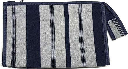 Rojafit - Make-up Tasje - Retro Style - Blue Stripe - Afmeting: 18 x 5,5 x 11 cm.