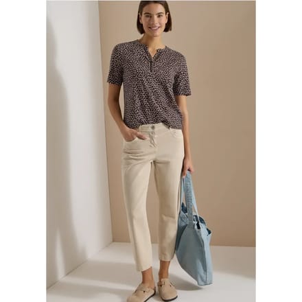 Shirt met gespleten hals en print