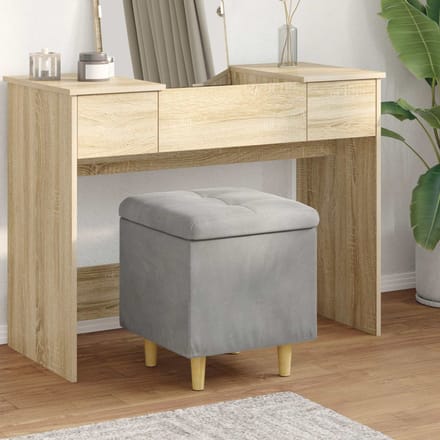 vidaXL - Ottoman - met - opslag - Lichtgrijs - 40 - x - 40 - x - 45 - cm - Fluweel