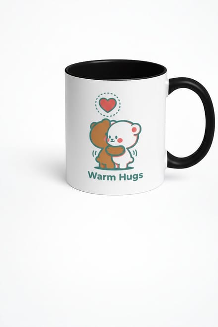 Mok "Warm Hugs" met Schattige Knuffel Beren - Liefdevol Cadeau