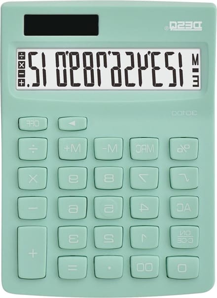 DESQ Table calculator, 12-digit display, compact, mint, 30100.05