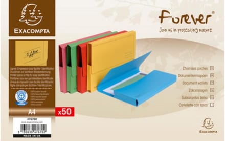 Exacompta FOREVER® Pak van 50 pocketmappen 290g/m2 - 24x32cm voor A4 - Geel - 47679E