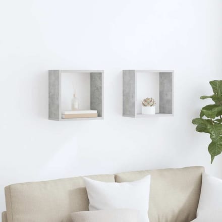 vidaXL - Wandschappen - kubus - 2 - st - 30x15x30 - cm - betongrijs