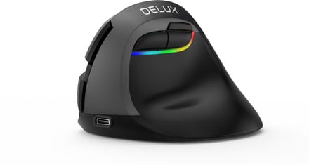 DELUX M618 Mini 2.4G draadloze 2400 DPI USB oplaadbare ergonomische verticale muis (grijs)