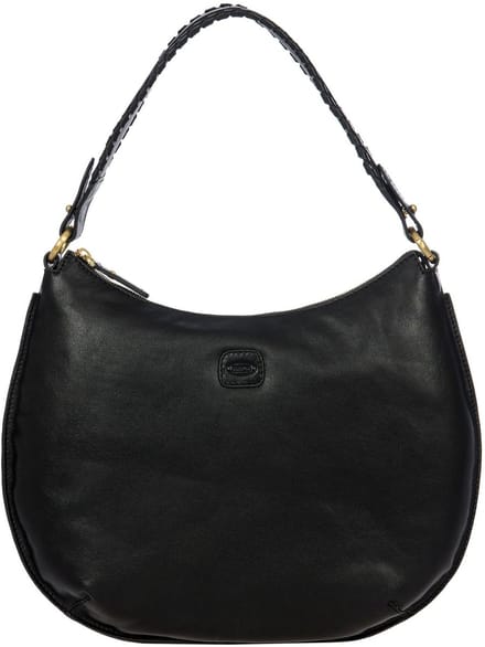 BRIC'S Leren Schoudertas Volterra Hobo Bag Black Zwart