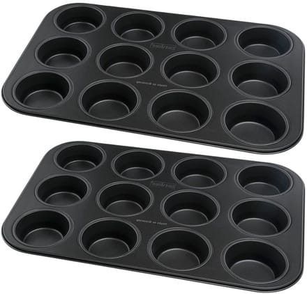 Set van 2 Muffinvormen 12 holtes 38 x 26 cm Zenker Black Metallic