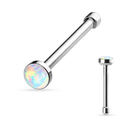 Neuspiercing rechte stud 0.8x6x2.5 opal - wit - LMPiercings