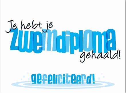 Wenskaart Zwemdiploma gehaald Gefeliciteerd
