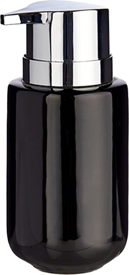 Berilo zeeppompje/dispenser - keramiek - zwart/zilver - 350 ml - toilet/badkamer/keuken - lotionpompje