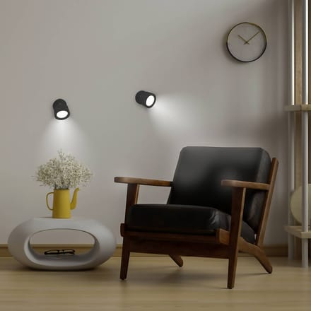 Newgarden LED wandlamp Roll 8, zwart, draaibaar