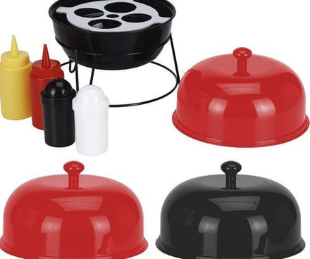 Barbecue serveer set voor sauzen en peper en zout
