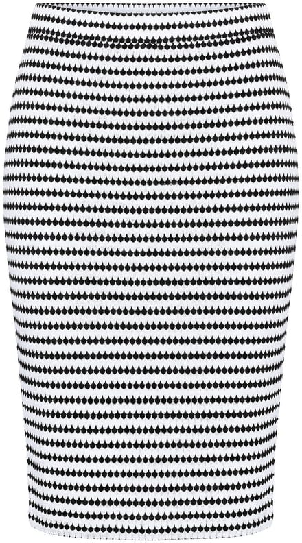 Studio Untold - Dames - Midi-rok van Jersey slim fit structuurstrepen - Off-white - Maat 58+
