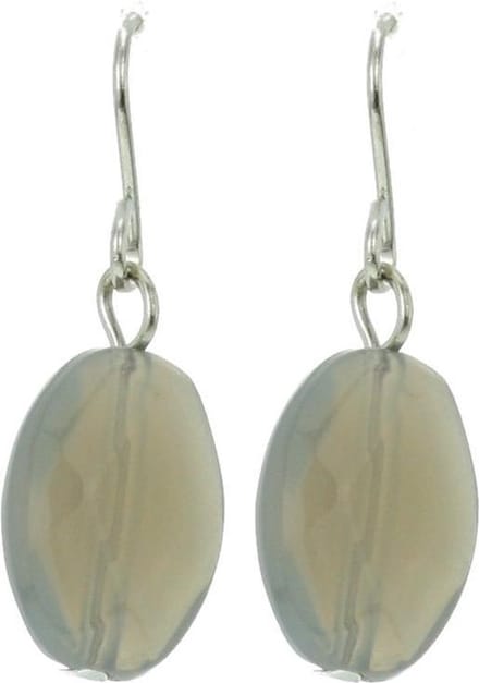 Behave - Dames oorbellen - Ovale hangers grijs stijlvol minimalistisch 2,8 cm