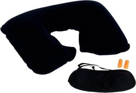 Nekkussen (reizen) + Oogmasker Set - 4-delig - Zwart