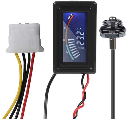 Dailygoods- Temperatuurmeter met Waterdichte Sonde - Digitale Thermometer - LCD Display - Temperatuurmeter voor Waterkoeling - Voor G1/4 Waterkoeling - 5V-24V Spanning