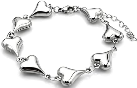 Armband - RVS - hartjes - zilverkleurig - 16-21 cm - dames – valentijn – cadeau