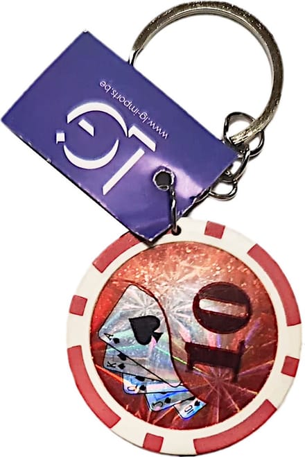 Lg-imports Sleutelhanger Pokerfiche 4 Cm Aluminium Rood