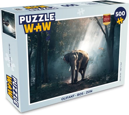 Puzzel Olifant - Bos - Zon - Legpuzzel - Puzzel 500 stukjes